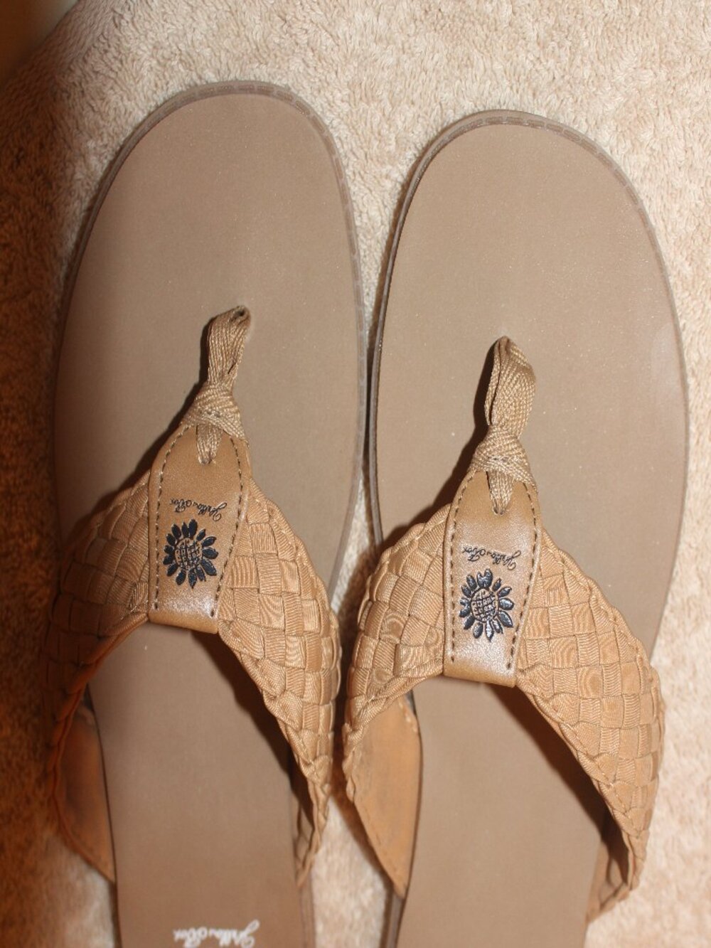 Yellow Box Tan Woven Strap Flip Flop Sandals Neutral Brown SKU219